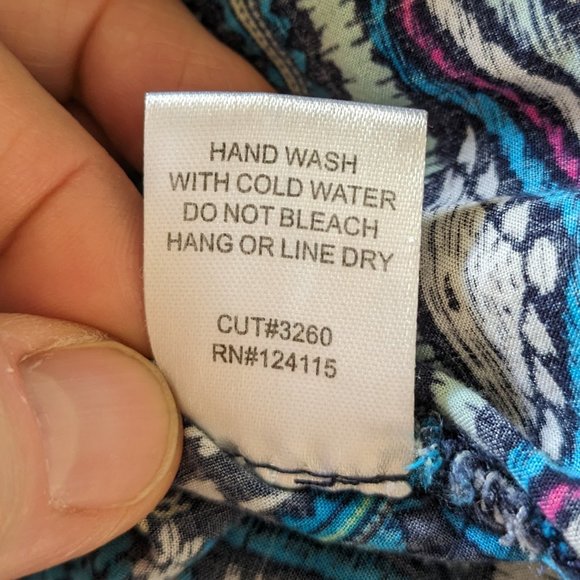 Elodie sleeveless teal-blue-black-magenta geometric scoop-neck tank top Sz M-L - Picture 11 of 11